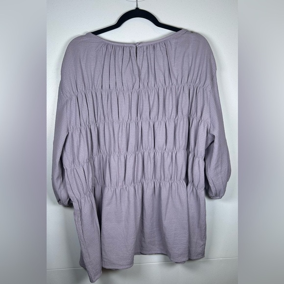 ODDY Smocked 3/4 Puff Sleeve Lavender Blouse. Size 2X - Picture 2 of 8